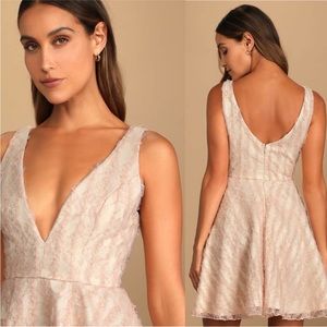 Lulu's Enchant Me Mauve Pink Lace Sleeveless Skater Dress